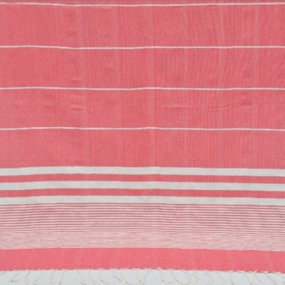 NEW Organic Beach Towel TOES IN SAND DRINK IN HAND Red Pink Black Embroidery - Picture 5 of 6